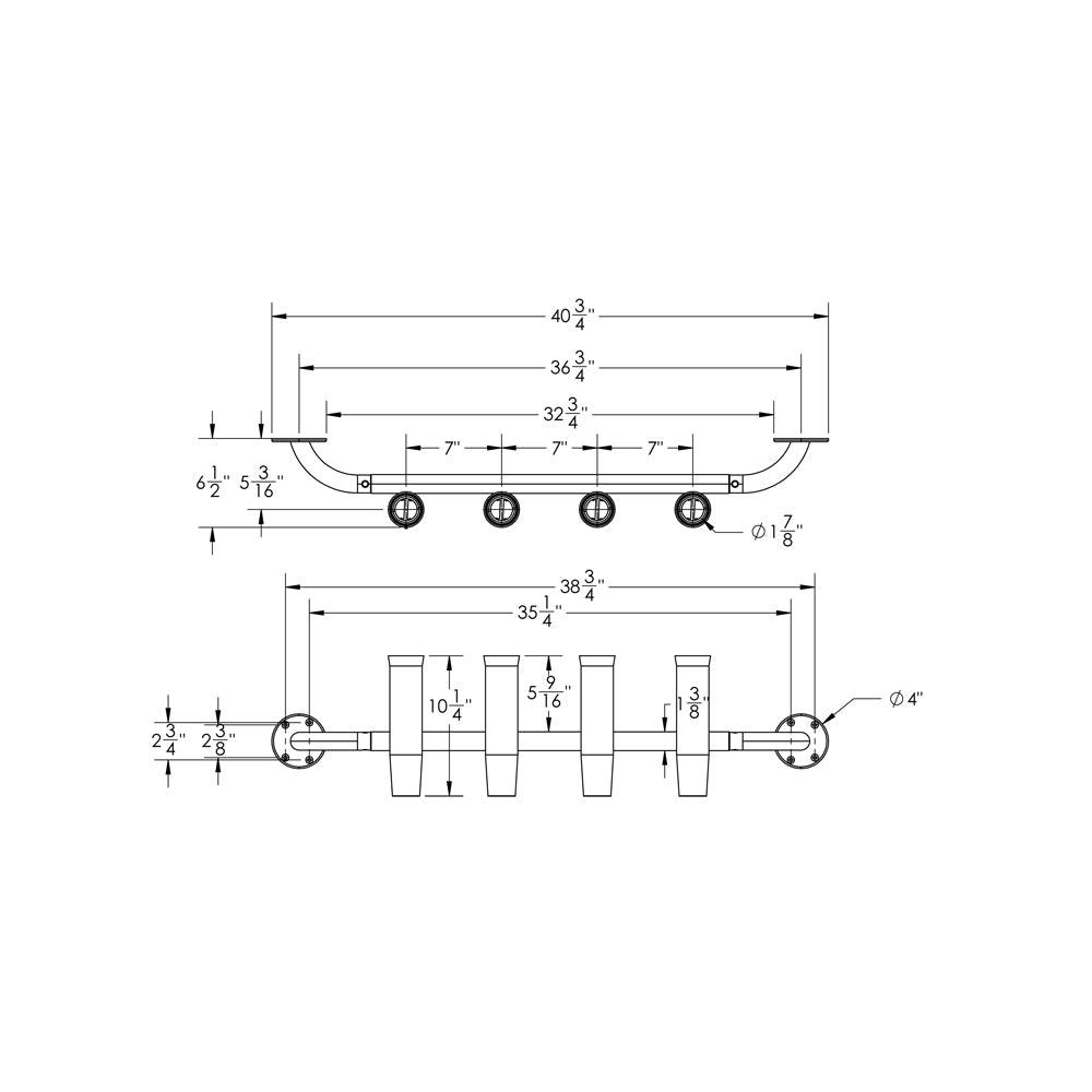 TACO 4-Rod Transom Mount Rod Rack - Boat Gear USA