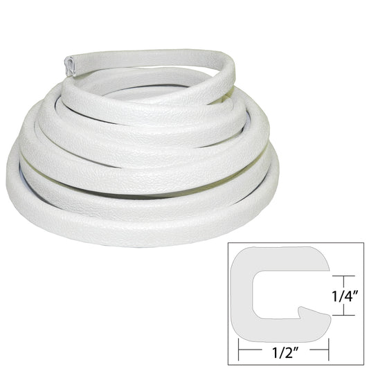 TACO Flexible Vinyl Trim - ¼" Opening x ½"W x 25'L - White - Boat Gear USA