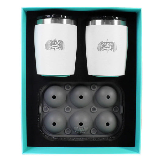 Toadfish Non-Tipping 10oz White Rocks Tumblers w/Ice Ball Tray - 2 Tumblers - Boat Gear USA