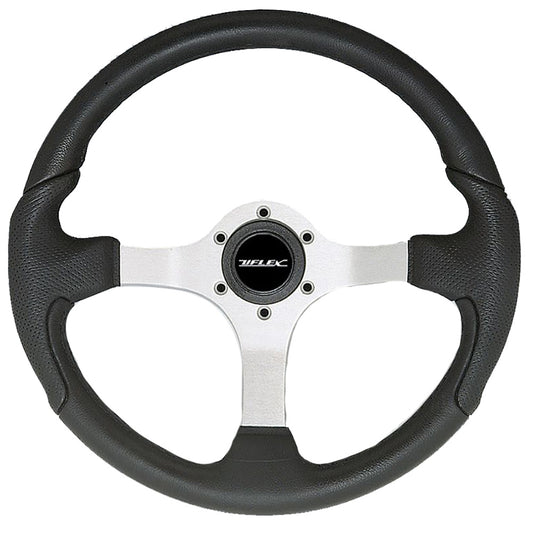 Uflex Nisida Steering Wheel 13.8" - Black Polyurethane Grip w/Black Aluminum Spokes - Boat Gear USA