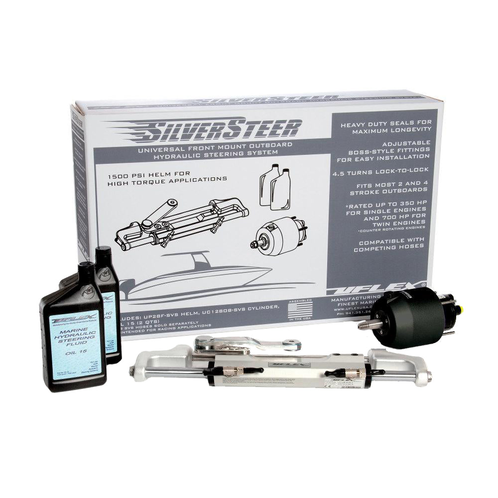 Uflex SilverSteer™ Universal Front Mount Outboard Hydraulic Steering System w/ UC128-SVS-1 Cylinder - Boat Gear USA