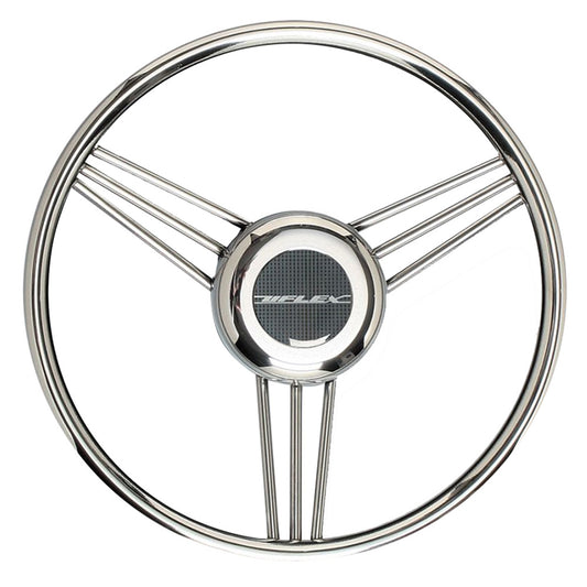 Uflex V27 13.8" Steering Wheel - Stainless Steel Grip & Spokes - Boat Gear USA