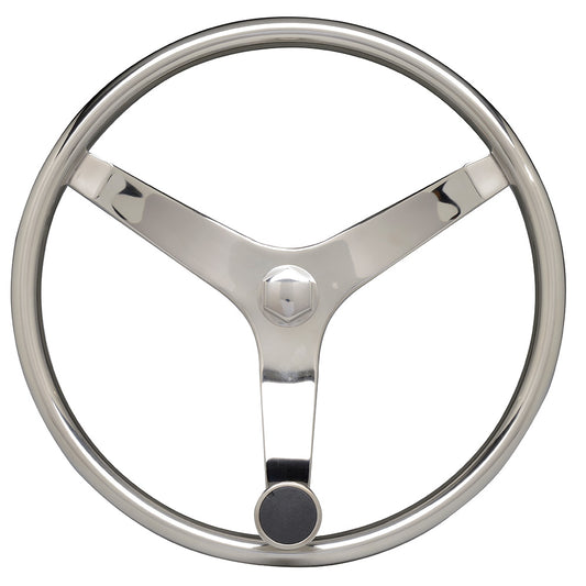 Uflex - V46 - 13.5" Stainless Steel Steering Wheel w/Speed Knob - Boat Gear USA