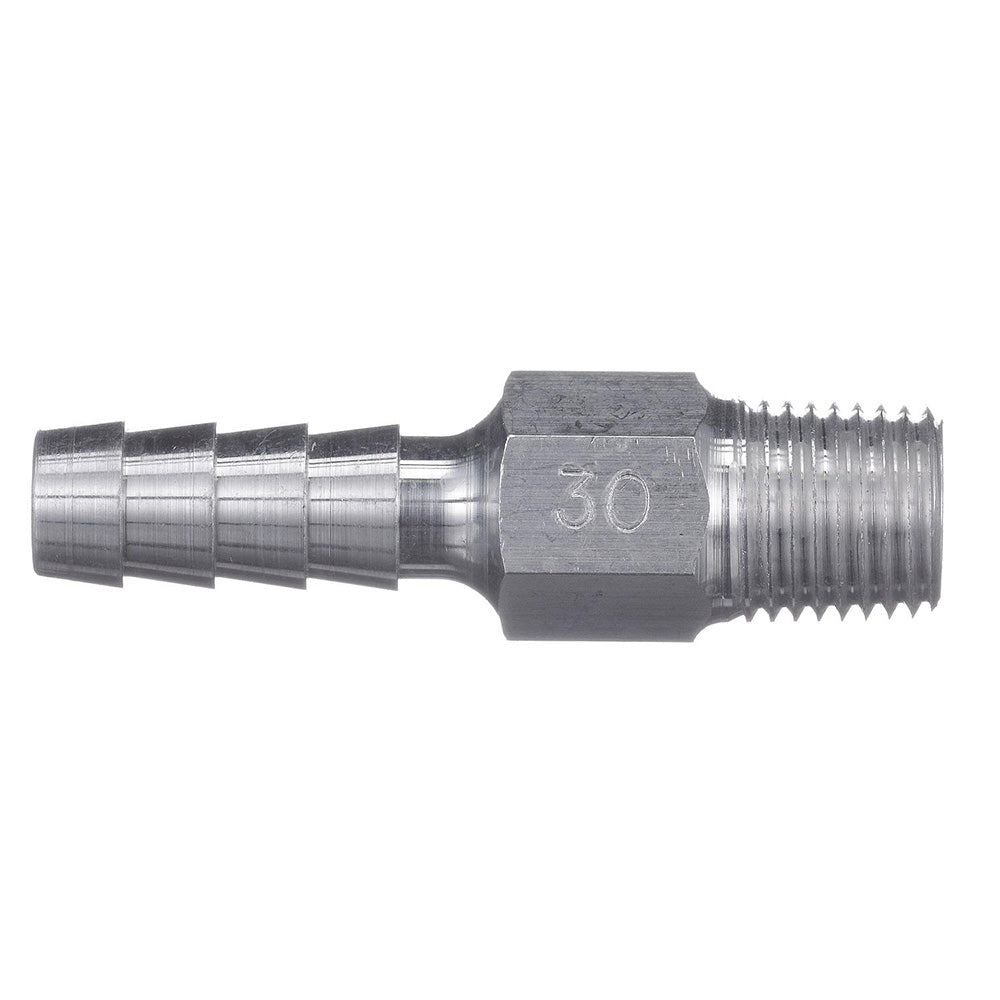 Universal Aluminum Fuel Hose Fitting - 1/4" NPT x 3/8" Barb - (Anti-Siphon Valve) - Boat Gear USA