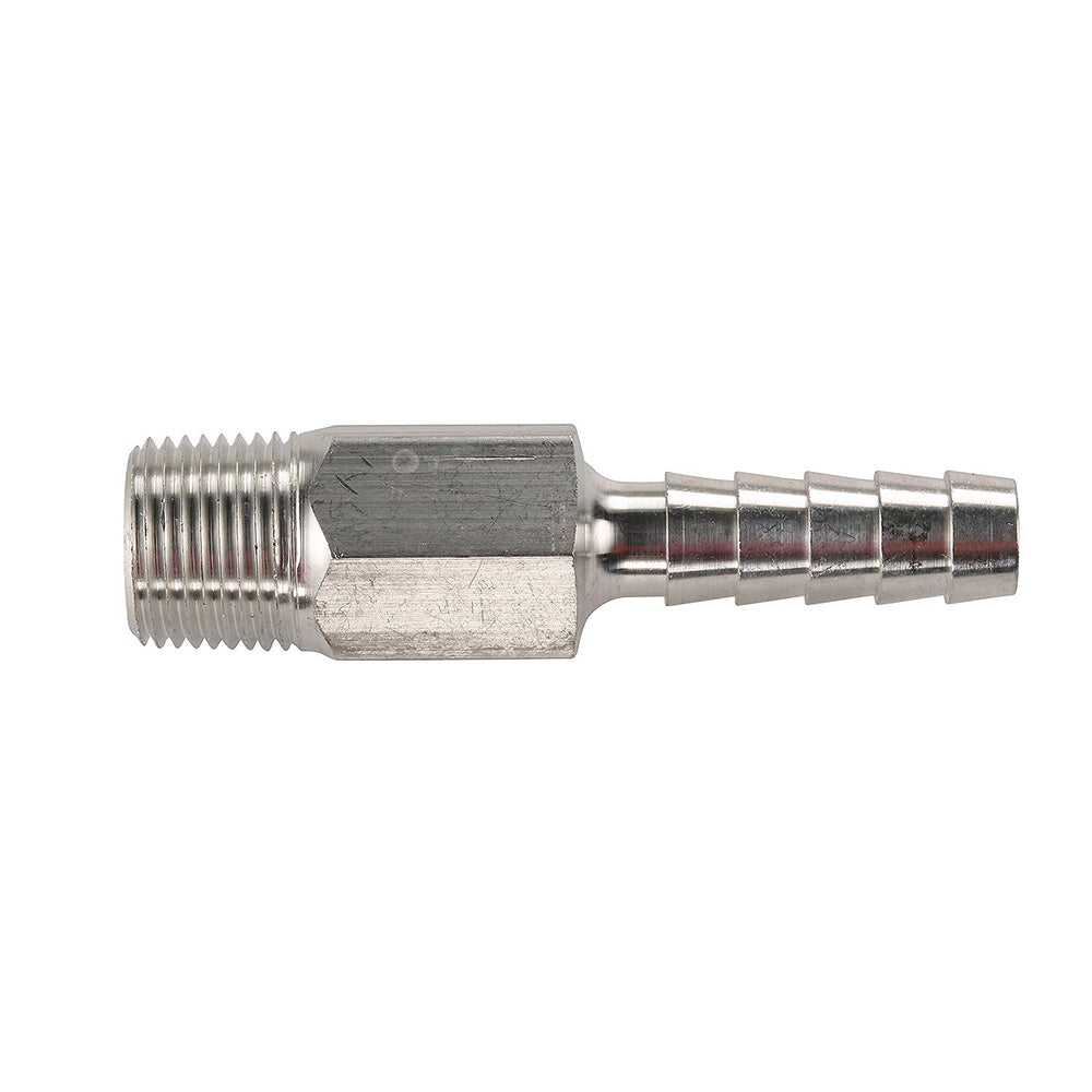 Universal Aluminum Fuel Hose Fitting - 3/8" NPT x 3/8" Barb - (Anti-Siphon Valve) - Boat Gear USA