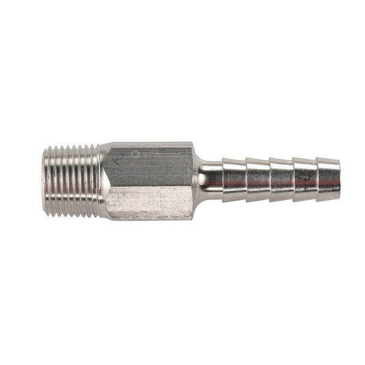 Universal Aluminum Fuel Hose Fitting - 3/8" NPT x 3/8" Barb - (Anti-Siphon Valve) - Boat Gear USA
