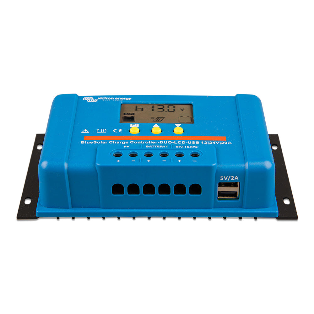 Victron BlueSolar PWM Charge Controller (DUO) LCD & USB Charge Control - 12/24VDC - 20A - Boat Gear USA