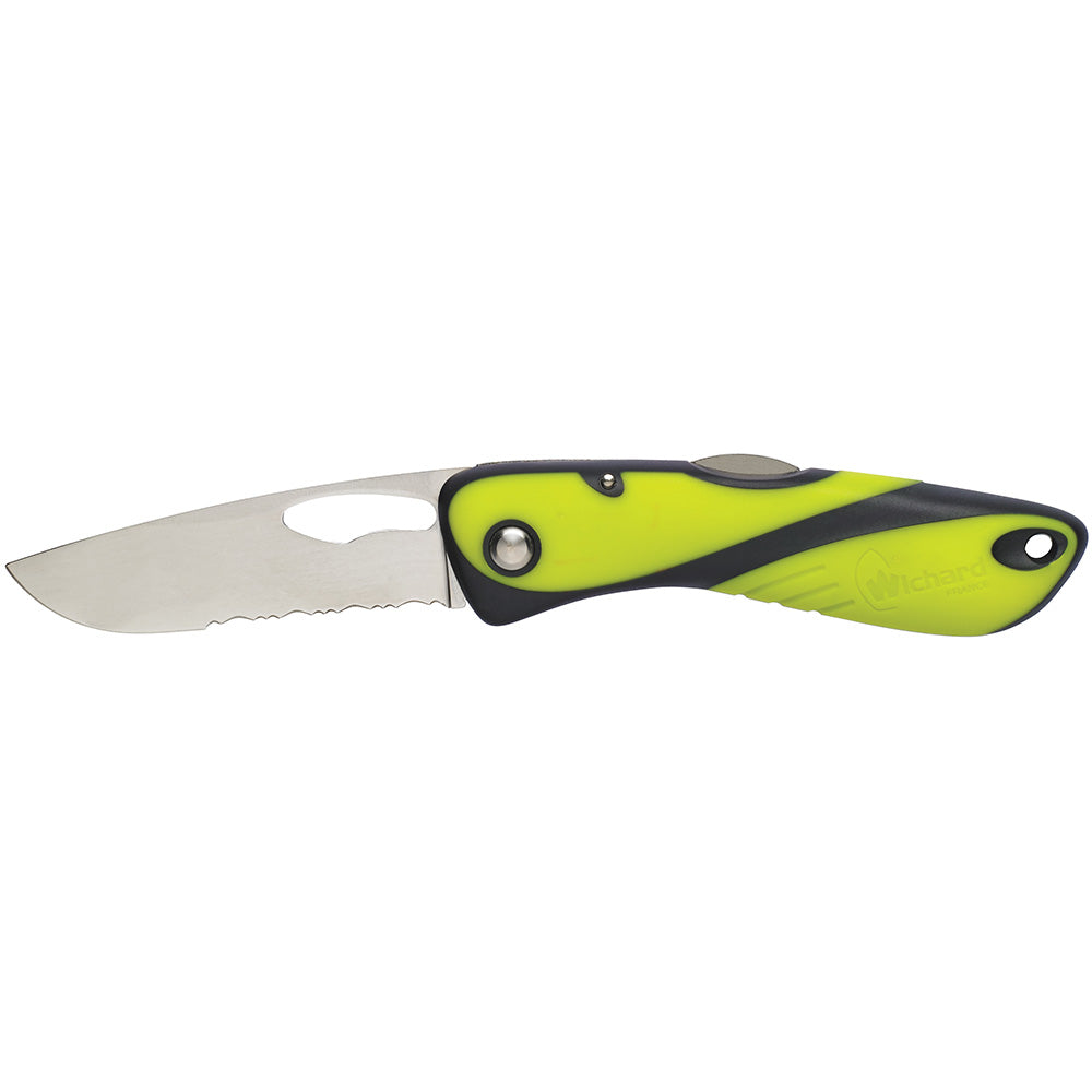 Wichard Offshore Knife - Single Serrated Blade - Fluorescent - Boat Gear USA