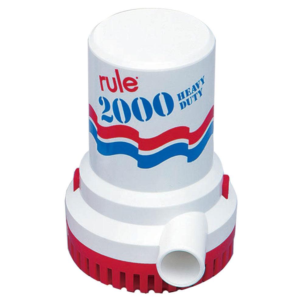 Rule 2000 GPH Non-Automatic Bilge Pump w/6' Leads (12V) - Boat Gear USA