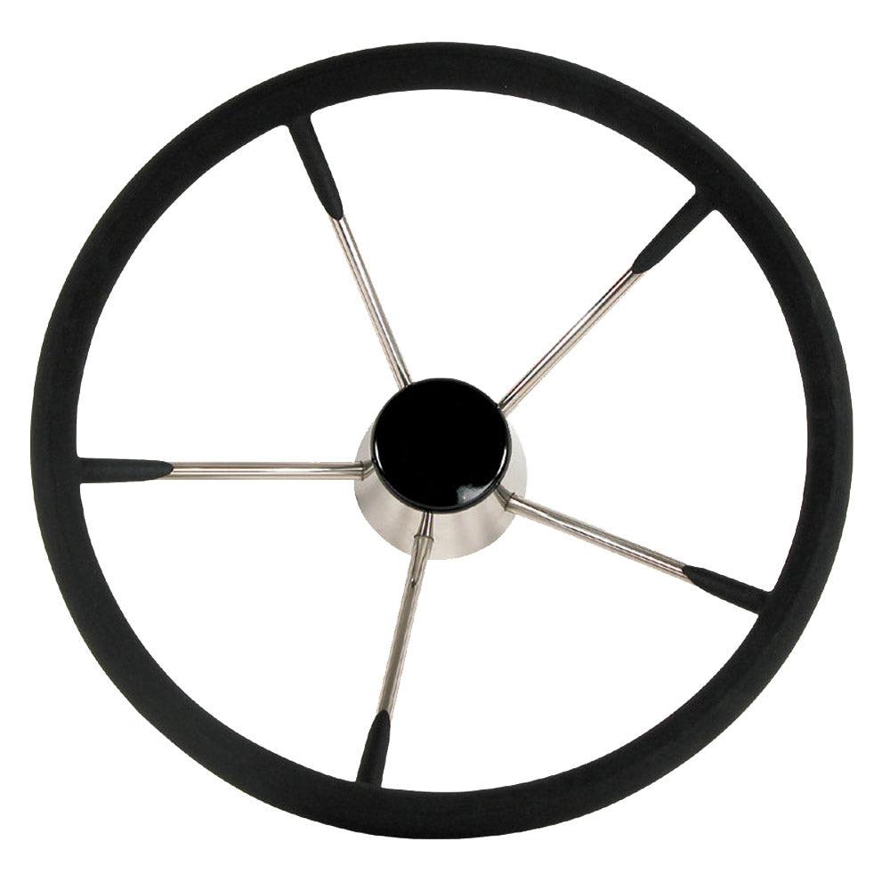 Whitecap Destroyer Steering Wheel - Black Foam, 15" Diameter - Boat Gear USA