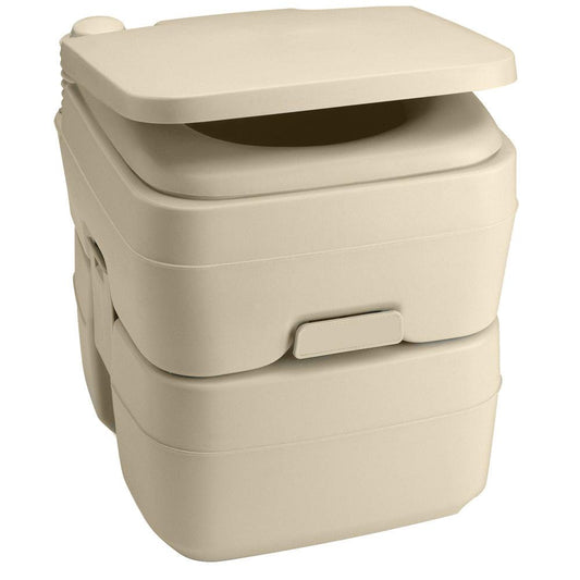 Dometic 965 Portable Toilet w/Mounting Brackets- 5 Gallon - Parchment - Boat Gear USA