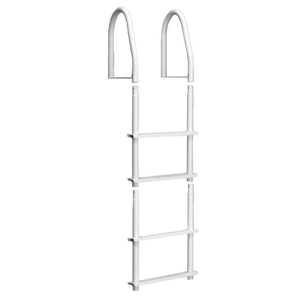 Dock Edge Fixed 4 Step Ladder Bright White Galvalume - Boat Gear USA