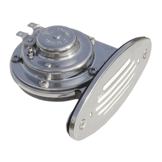 Schmitt Marine Mini Stainless Steel Single Drop-In Horn w/Stainless Steel Grill - 12V High Pitch - Boat Gear USA