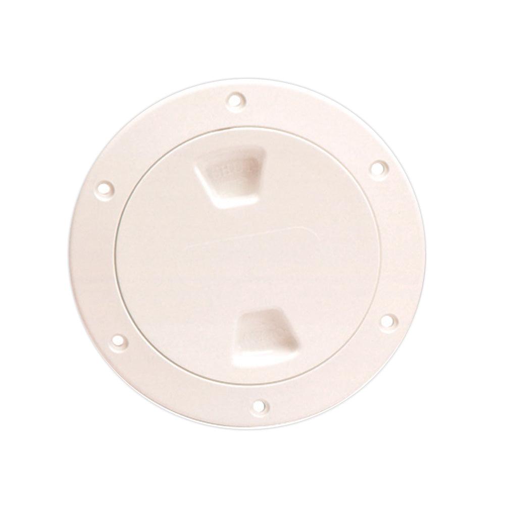 Beckson 4" Smooth Center Screw-Out Deck Plate - Beige - Boat Gear USA