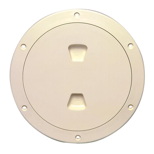 Beckson 6" Smooth Center Screw-Out Deck Plate - Beige - Boat Gear USA