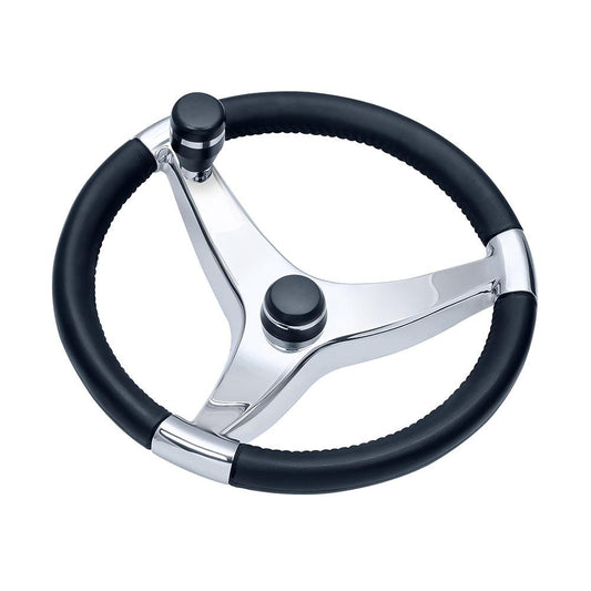 Schmitt & Ongaro Evo Pro 316 Cast Stainless Steel Steering Wheel w/Control Knob - 15.5" Diameter - Boat Gear USA