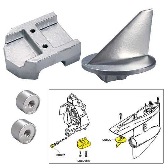 Tecnoseal Anode Kit w/Hardware - Mercury Alpha 1 Gen 1 - Zinc - Boat Gear USA