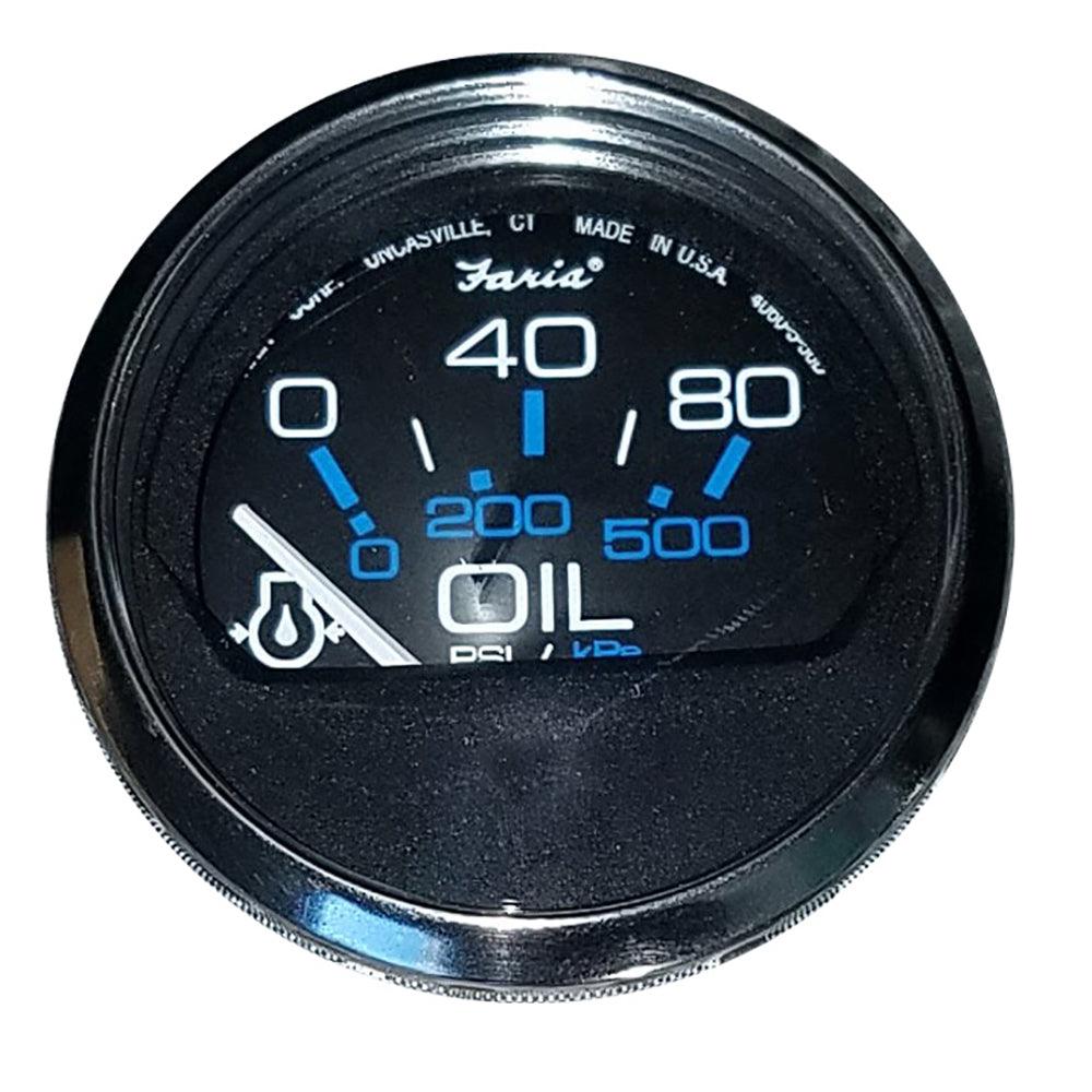 Faria Chesapeake Black 2" Oil Pressure Gauge (80 PSI) - Boat Gear USA