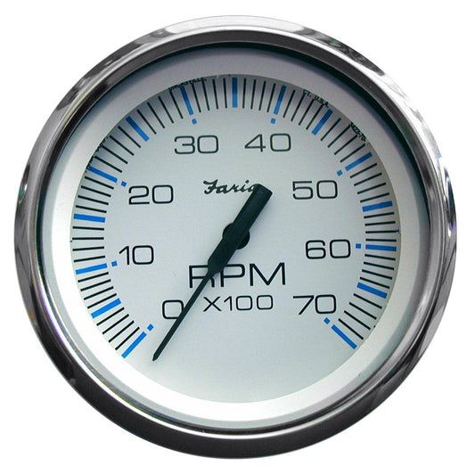 Faria Chesapeake White SS 4" Tachometer - 7000 RPM (Gas) (All Outboards) - Boat Gear USA