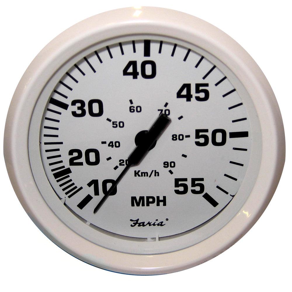 Faria Dress White 4" Speedometer - 55 MPH (Pitot) - Boat Gear USA