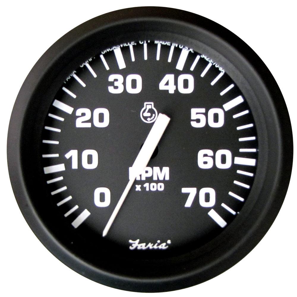 Faria Euro Black 4" Tachometer - 7,000 RPM (Gas - All Outboard) - Boat Gear USA