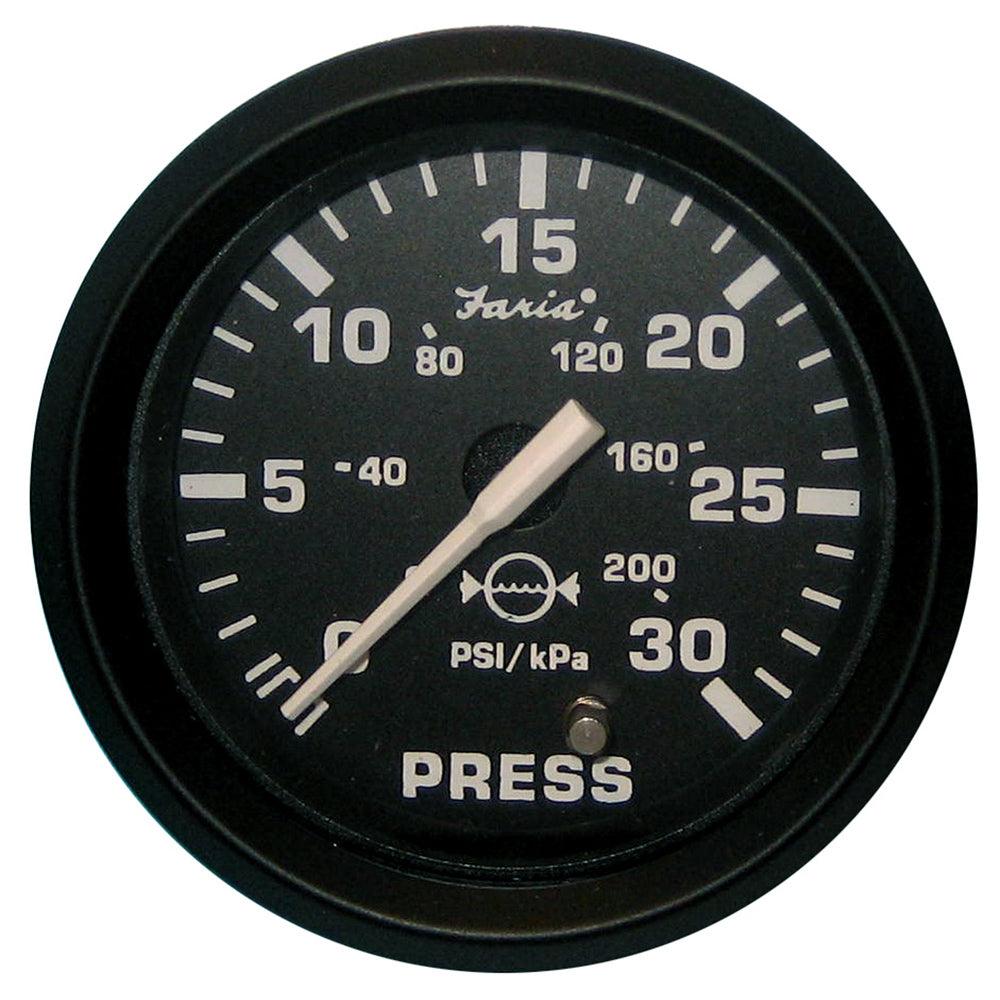 Faria Euro Black 2" Water Pressure Gauge (30 PSI) - Boat Gear USA