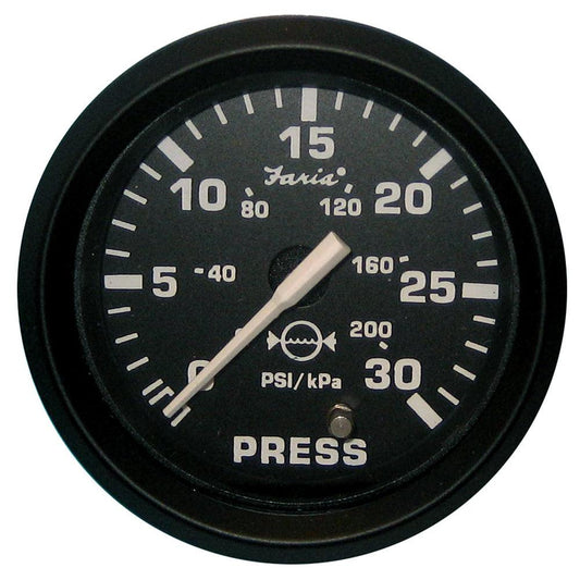 Faria Euro Black 2" Water Pressure Gauge (30 PSI) - Boat Gear USA