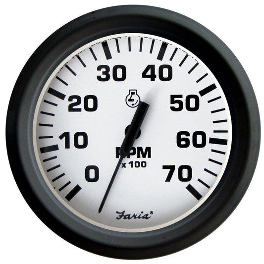 Faria Euro White 4" Tachometer 7000 RPM (Gas) (Outboards) - Boat Gear USA