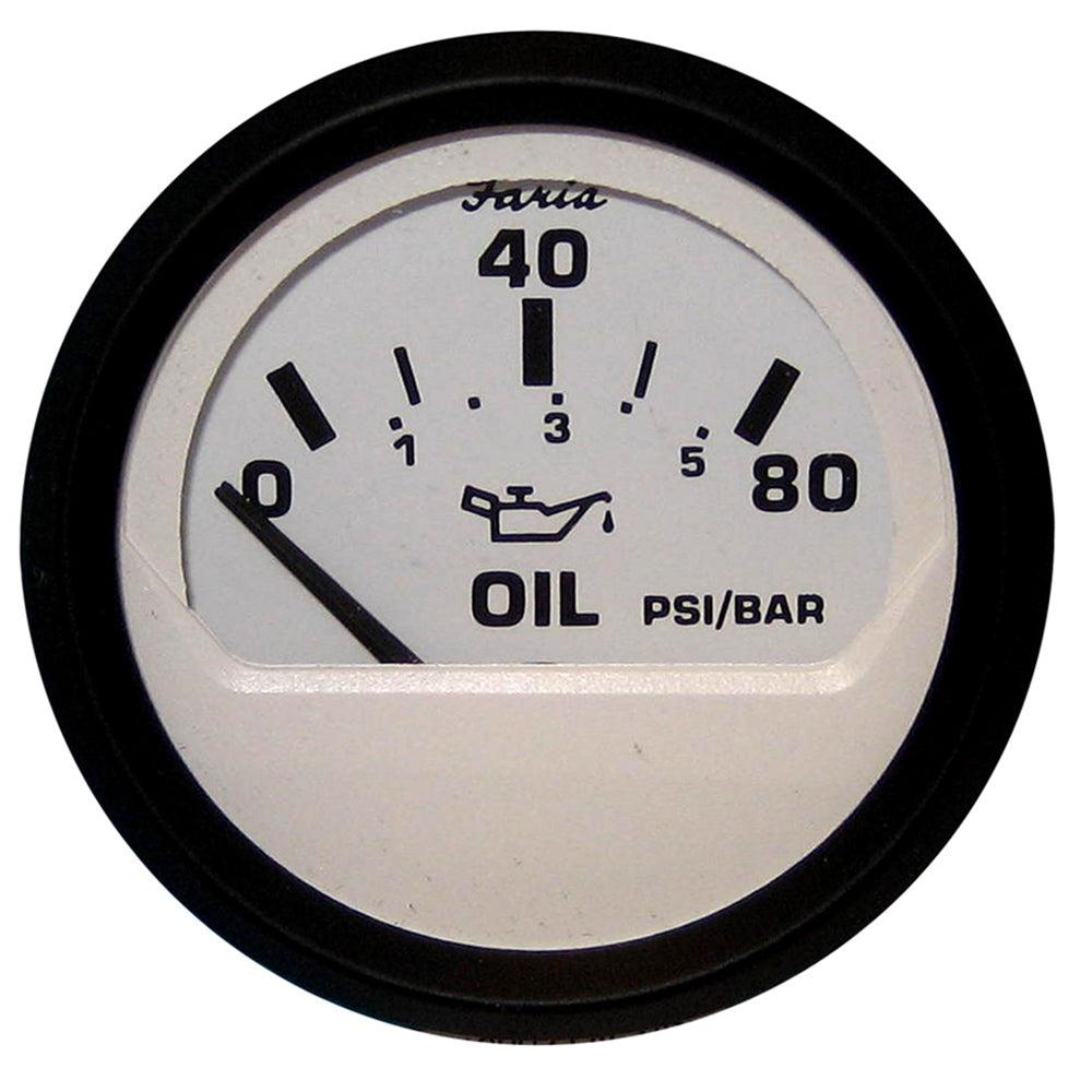 Faria Euro White 2" Oil Pressure Gauge (80 PSI) - Boat Gear USA