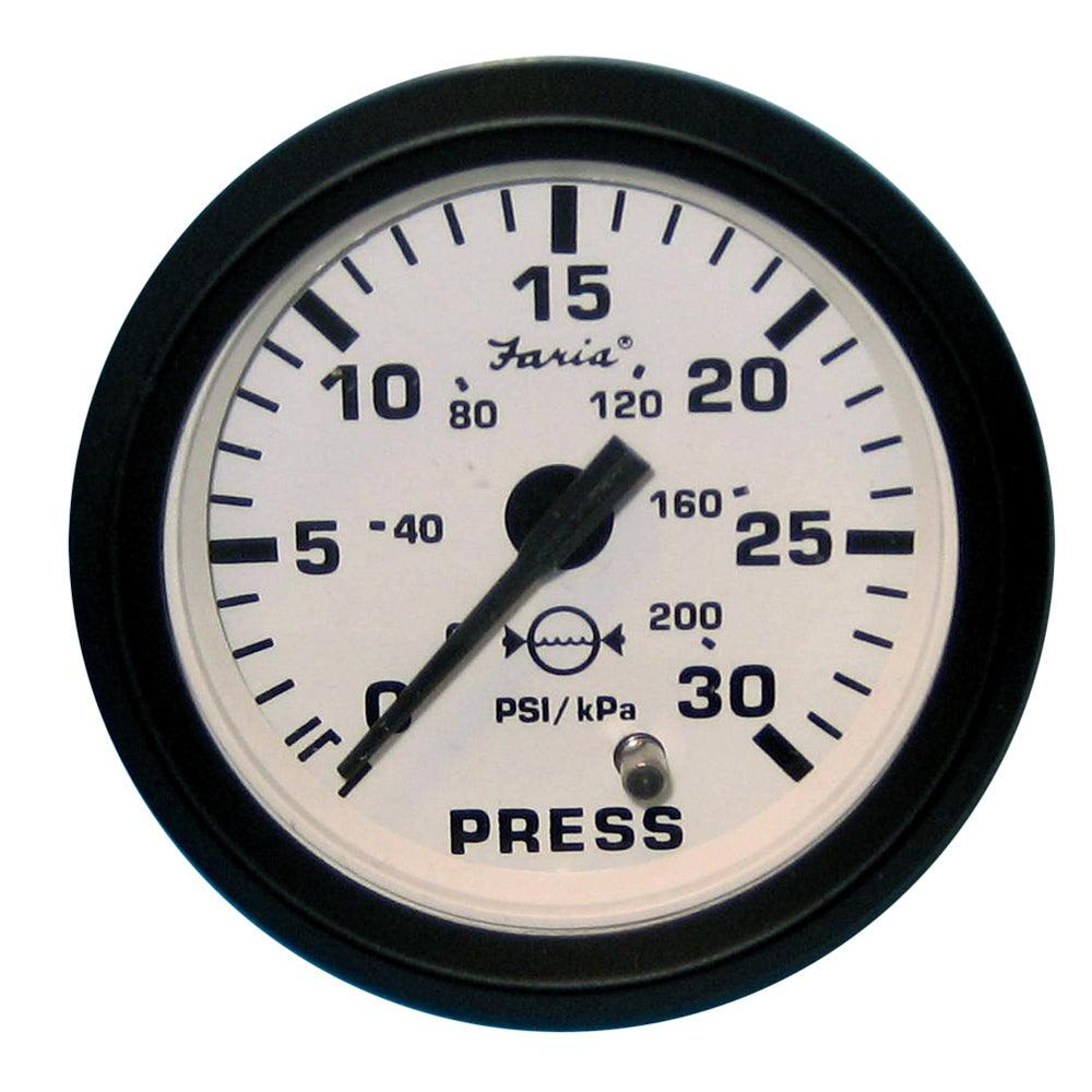 Faria Euro White 2" Water Pressure Gauge (30 PSI) - Boat Gear USA