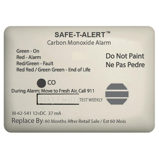 Safe-T-Alert 62 Series Carbon Monoxide Alarm w/Relay - 12V - 62-541-Marine-RLY-NC - Surface Mount - White - Boat Gear USA