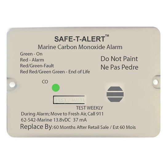 Safe-T-Alert 62 Series Carbon Monoxide Alarm - 12V - 62-542-Marine - Flush Mount - White - Boat Gear USA