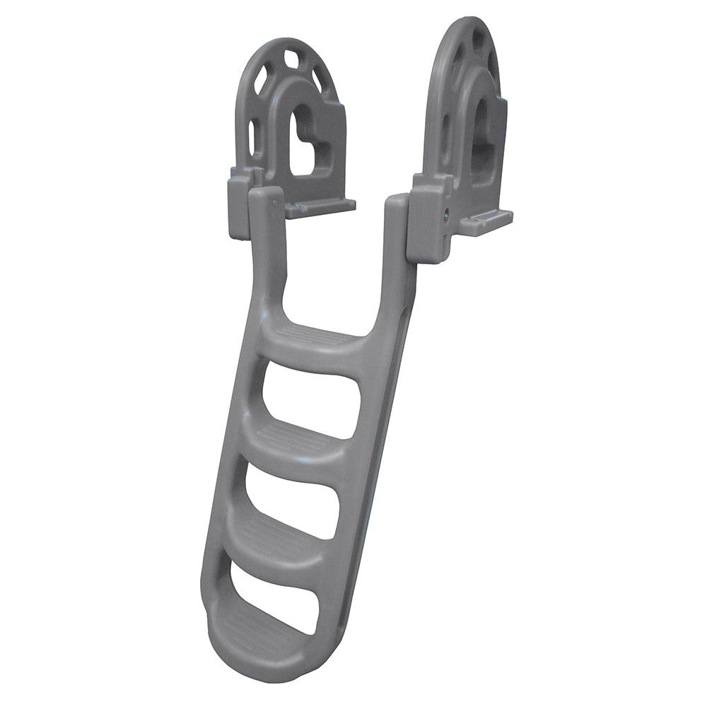 Dock Edge Stand-Off Flip-Up Polyethylene Roto Molded 4-Step Dock Ladder - Grey - Boat Gear USA