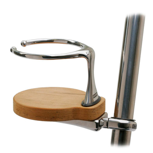 Edson Clamp-On Drink Holder - Single - Teak - Boat Gear USA