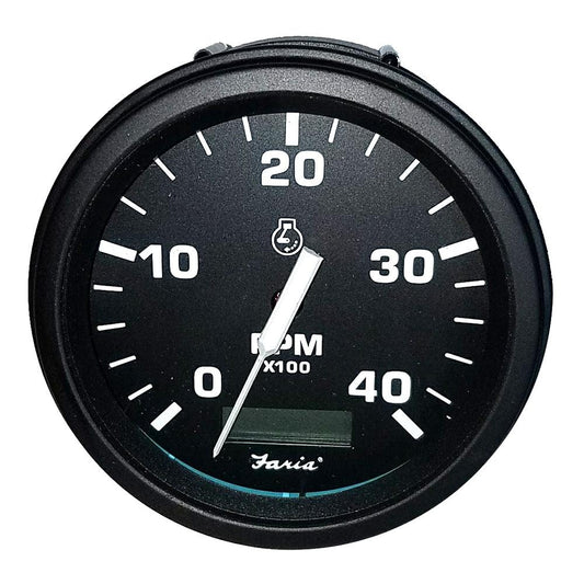 Faria Tachometer Heavy-Duty Tachometer w/Hourmeter (4000 RPM) (Diesel) (Mech Takeoff & Var Ratio Alt) - Black - Boat Gear USA