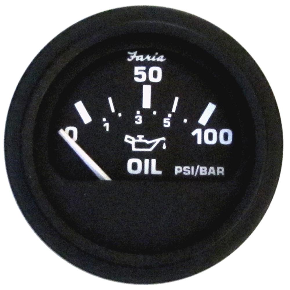 Faria Euro Black 2" Oil Pressure Gauge (100 PSI) - Boat Gear USA