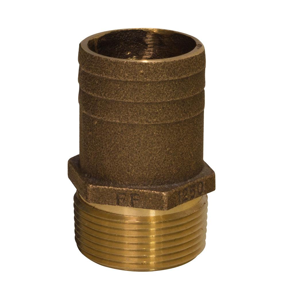 GROCO 1/2" NPT x 3/4" Bronze Full Flow Pipe to Hose Straight Fitting - Boat Gear USA