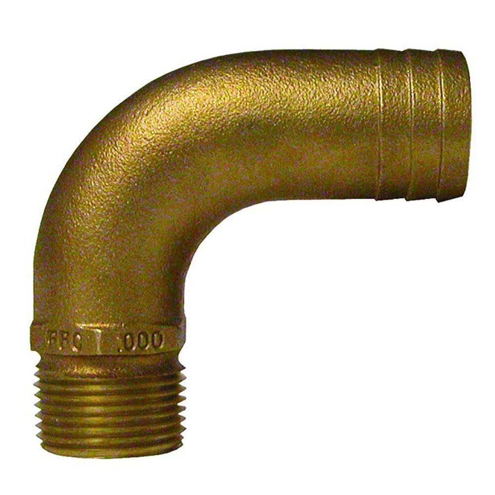 GROCO 1/2" NPT x 3/4" ID Bronze Full Flow 90° Elbow Pipe to Hose Fitting - Boat Gear USA