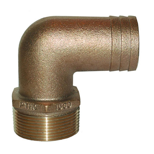 GROCO 3/4" NPT x 3/4" ID Bronze 90 Degree Pipe to Hose Fitting Standard Flow Elbow - Boat Gear USA