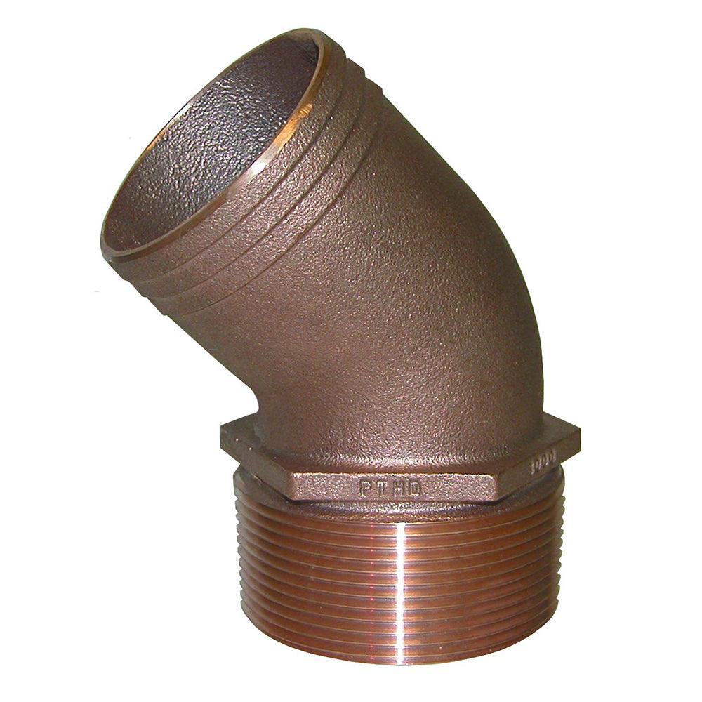 GROCO 3/4" NPT Bronze 45 Degree Pipe to 3/4" Hose - Boat Gear USA