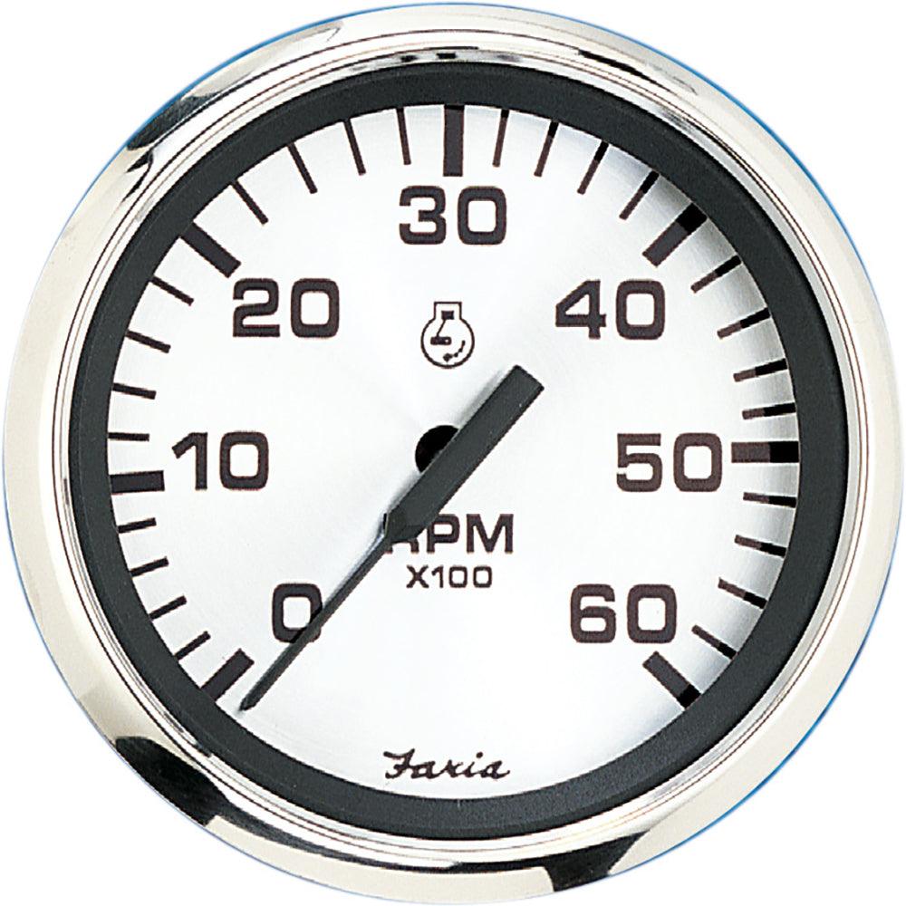 Faria Spun Silver 4" Tachometer (6000 RPM) (Gas Inboard & I/O) - Boat Gear USA