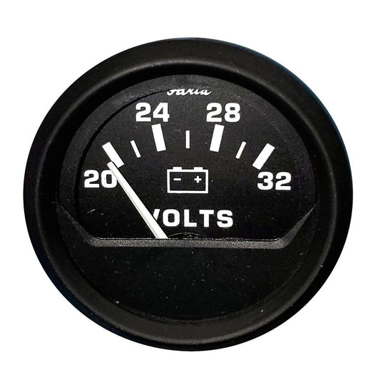 Faria Euro Black 2" Voltmeter (20-32 V) - Boat Gear USA