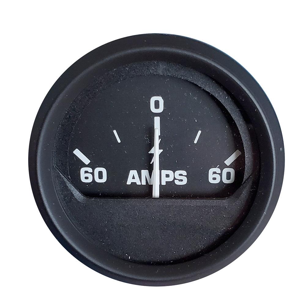 Faria Euro Black 2" Ammeter Gauge (60-0-60 AMP) - Boat Gear USA