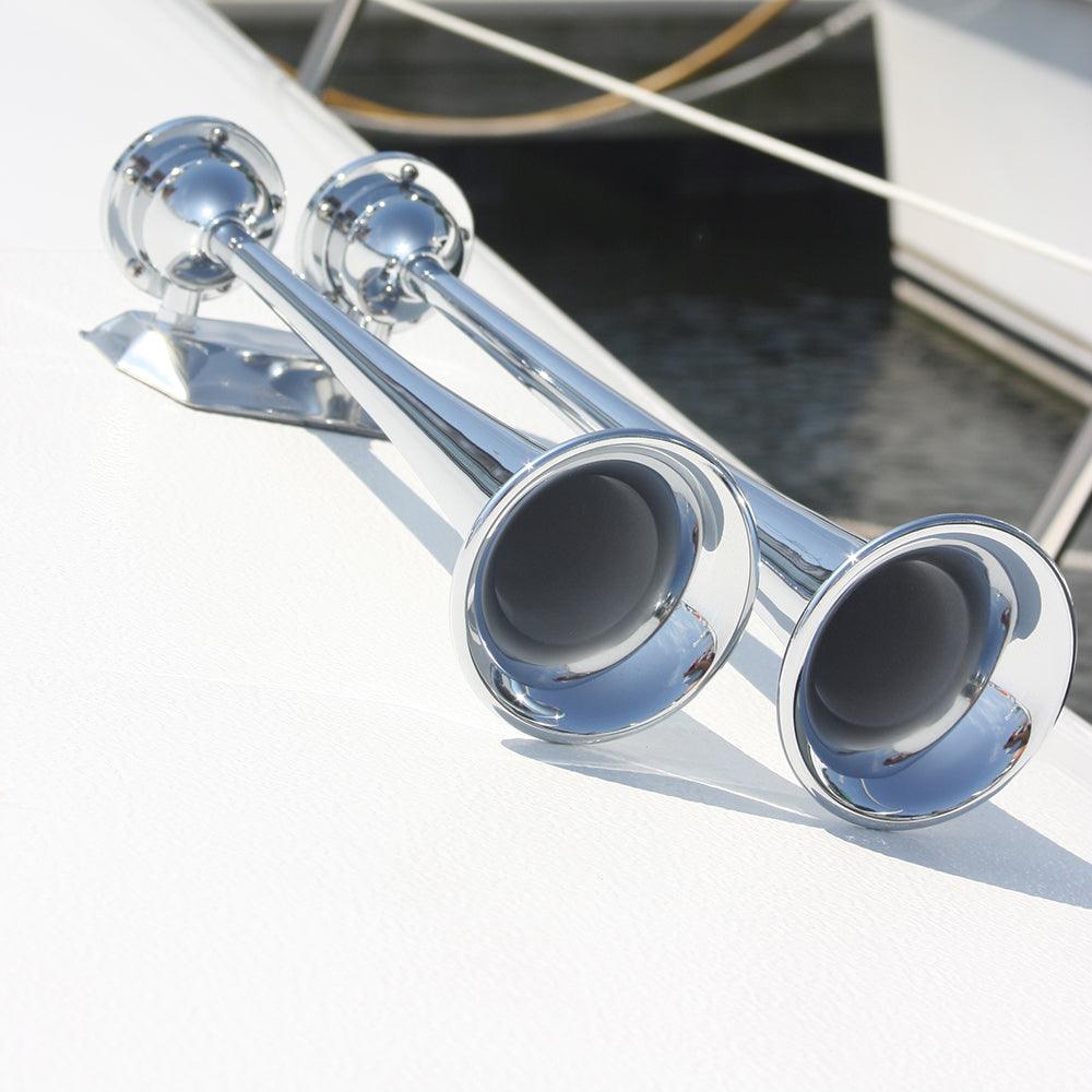 Marinco 24V Chrome Plated Dual Trumpet Air Horn - Boat Gear USA