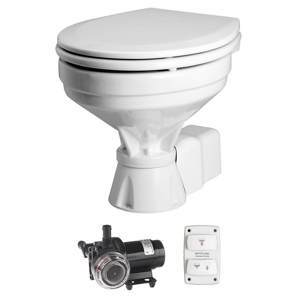 Johnson Pump Aqua T Toilet Silent Electric Comfort - 12V w/Pump - Boat Gear USA