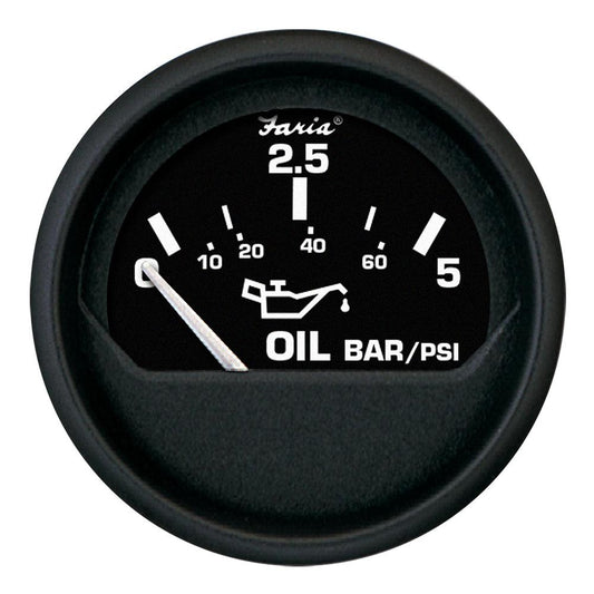 Faria Euro Black 2" Oil Pressure Gauge - Metric (5 Bar) - Boat Gear USA