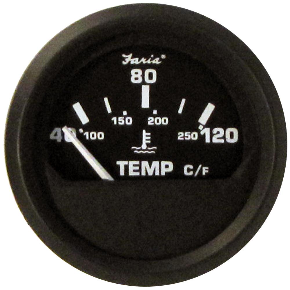 Faria Euro Black 2" Water Temperature Gauge - Metric (40 to 120° C) - Boat Gear USA