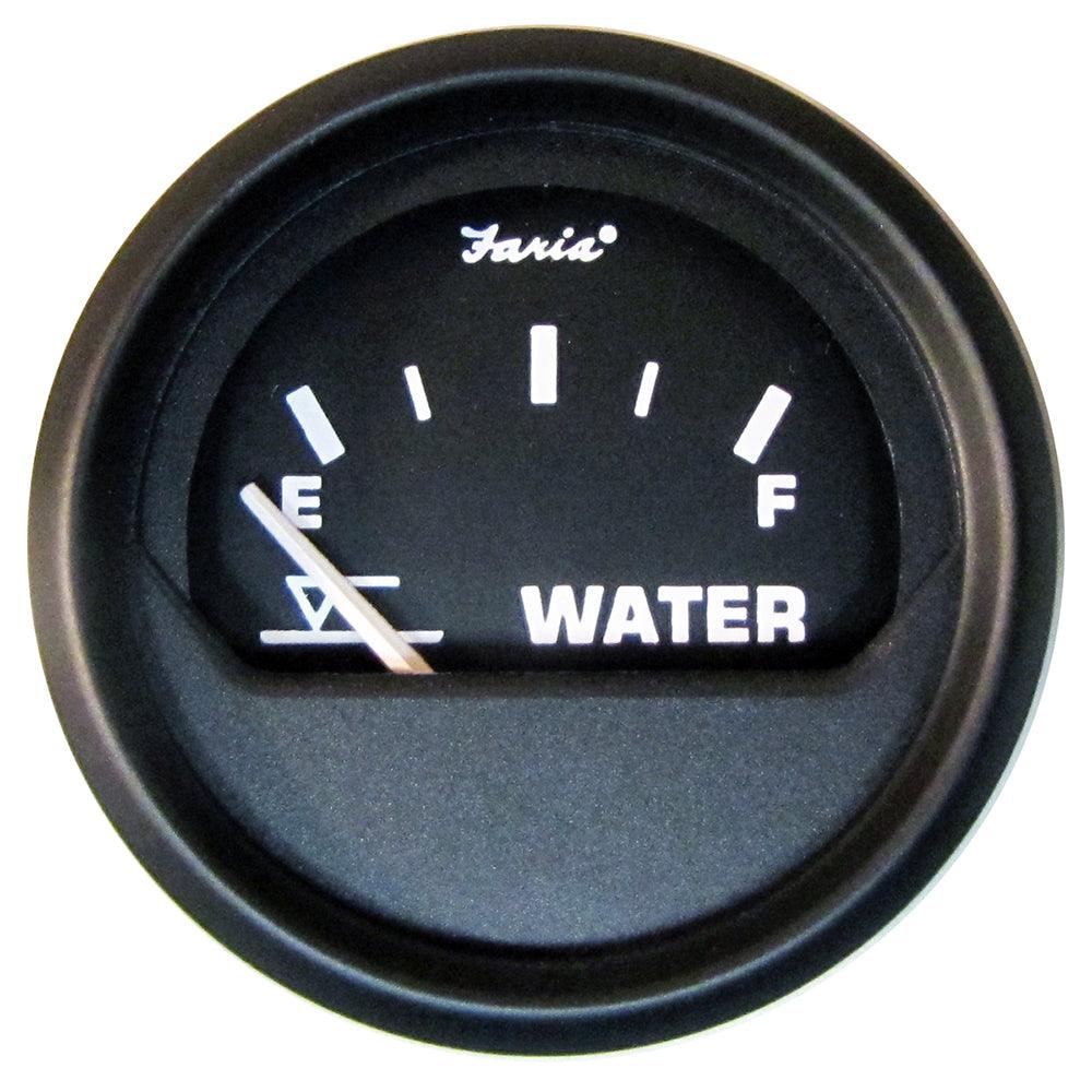 Faria Euro Black 2" Tank Level Gauge - Potable Water (Metric) - Boat Gear USA