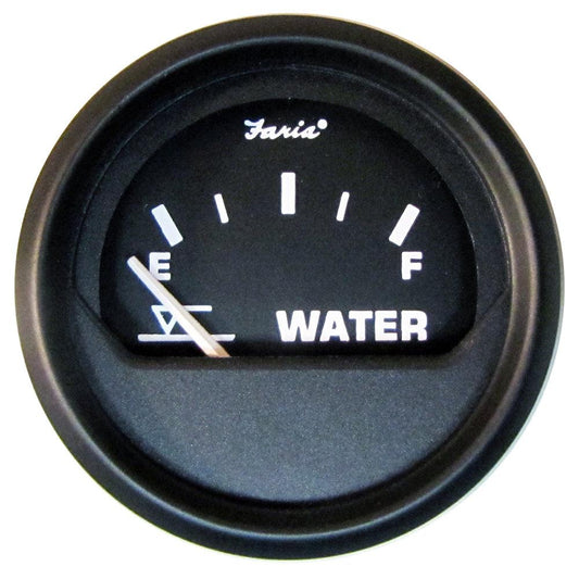 Faria Euro Black 2" Tank Level Gauge - Potable Water (Metric) - Boat Gear USA