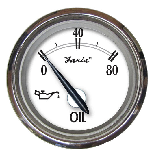 Faria Newport SS 2" Oil Pressure Gauge - 0 to 80 PSI - Boat Gear USA